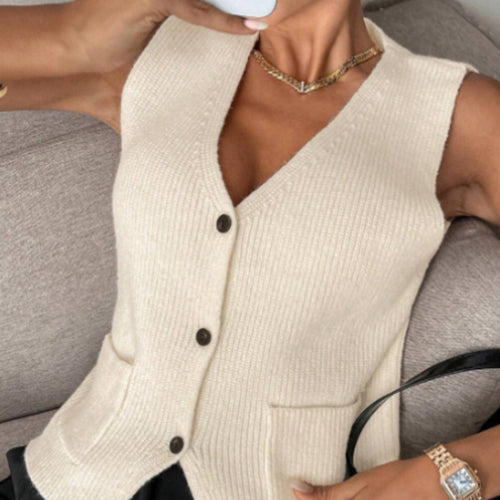 Femme tekstureret strikknap-vest Stilla