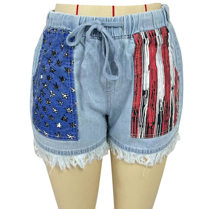 Dame Denim shorts med kreative lommer Skovae