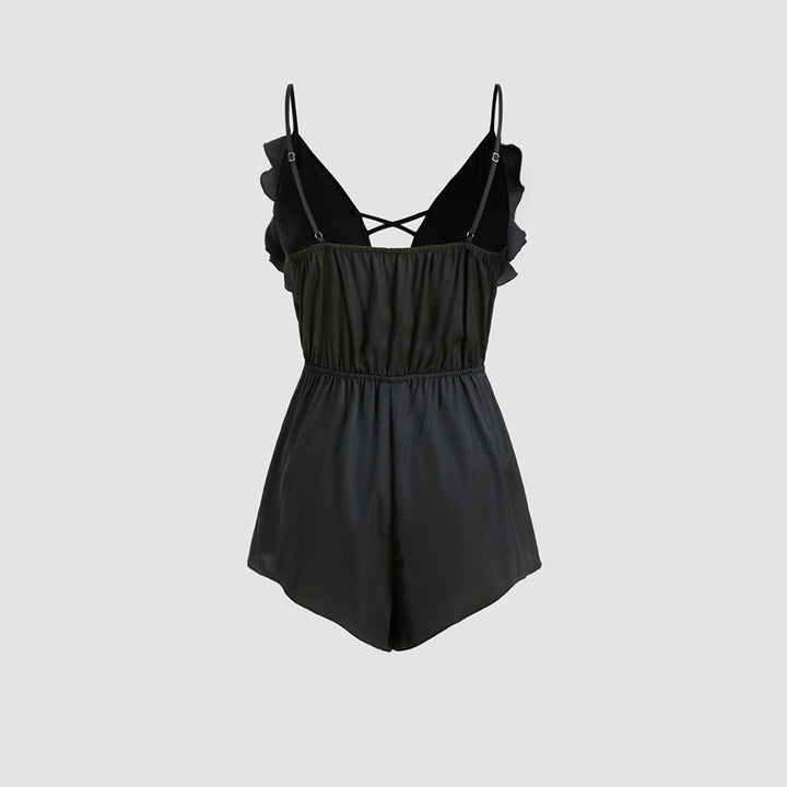 Kvinders jumpsuit med flæse og dyb V-hals Stilla