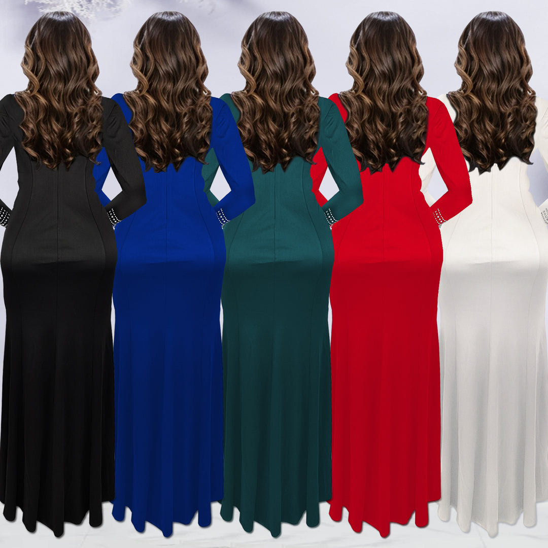 Dame Elegant aftenkjole med off-shoulder design og strålende strass dekorationer Stilla