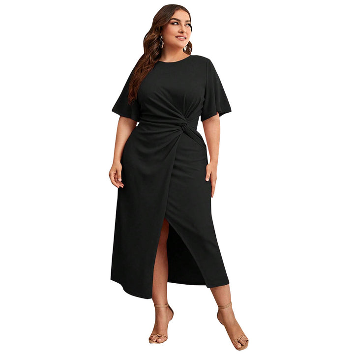Dame Midi-kjole med elegant twist-udseende og side-slids Stilla