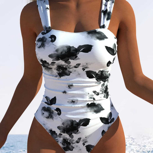 Dame en-delt badesuit med feminint blomstermønster og komfortabel pasform Skovae