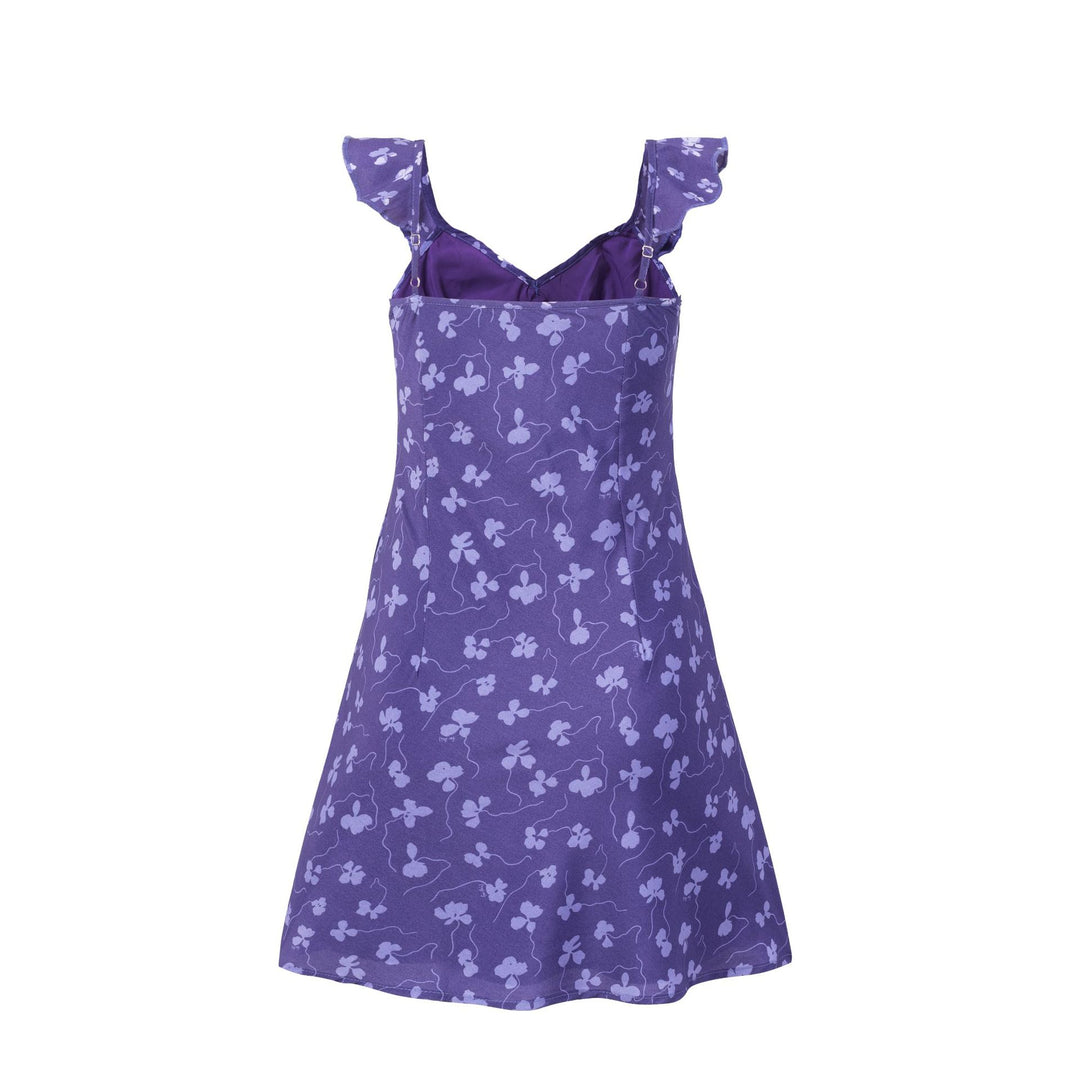 Dame legende sommerkjole med ruffles detaljer og blomster mønster Stilla