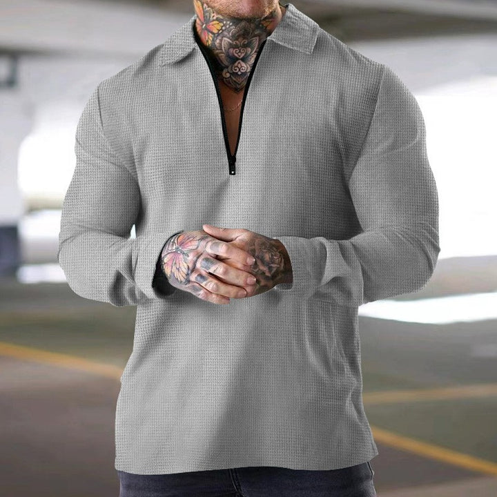 Herrer longsleeve med moderne ståkrave og lynlås Stilla