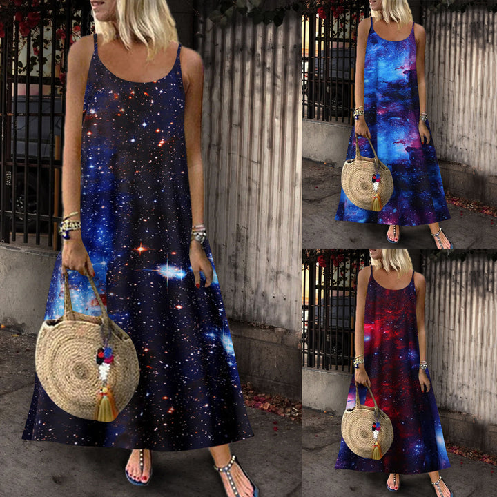 Dame Galaxy Tryk Maxi Kjole Stilla