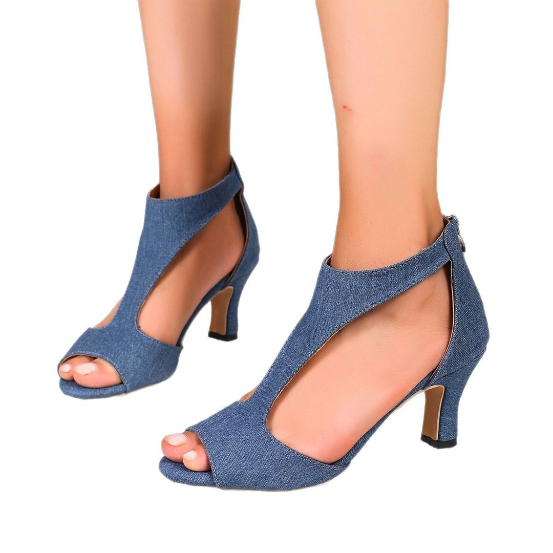 Dame mode Peep-Toe Højhælede med dekoreret Cut-Out design Stilla