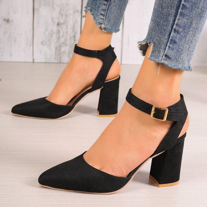 Dame elegante Slingback-pumps med blokhæl og justerbar rem Stilla