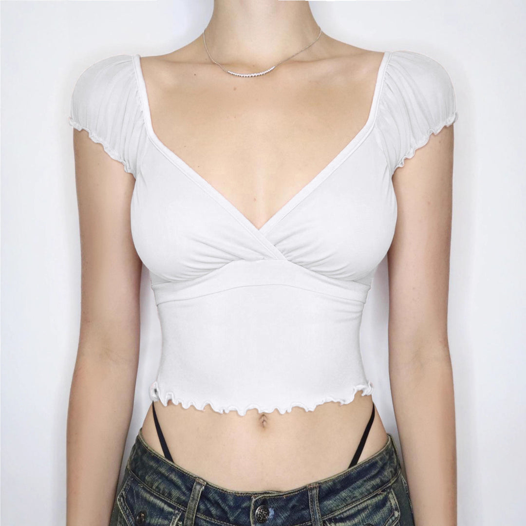 Dame luftig top med ruffles detaljer Skovae