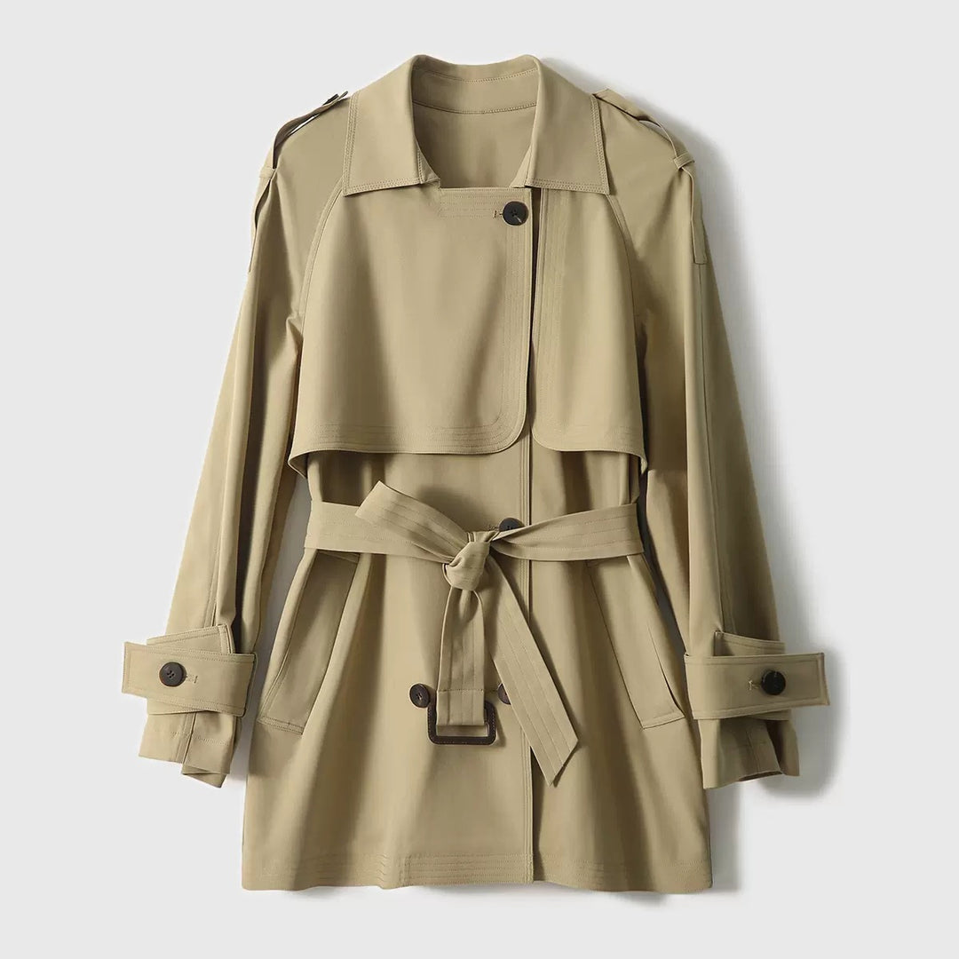 Dame moderne trenchcoat med taljerbar bælte og alsidigt revers Stilla