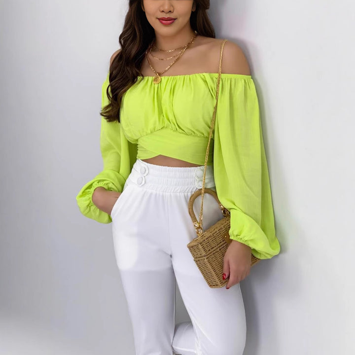 Damer Off-Shoulder Bluse med voluminøse ærmer Stilla