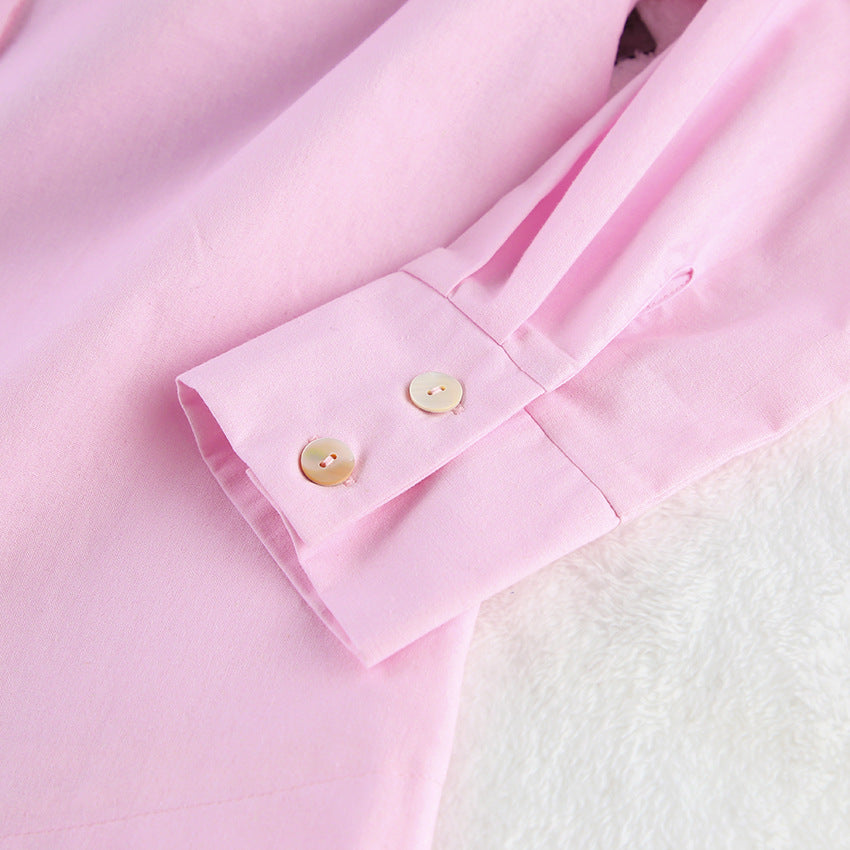 Dame overdimensioneret skjorte bluse i let materiale med lange ærmer og elegante knapper Stilla