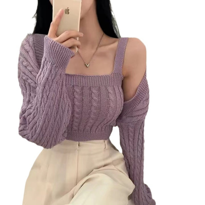 Femme Oversized Off-Shoulder Kabelstrikketrøje Stilla
