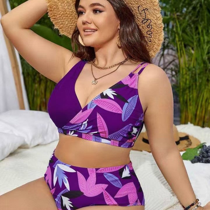Dame bikini sæt med elegant V-design og høj talje cintur.