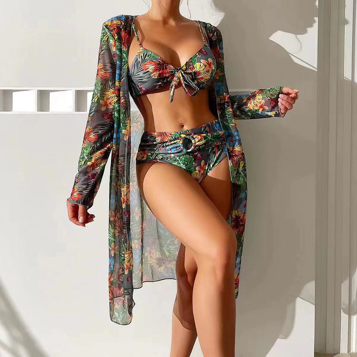 Femme Tropical Print To-delt Badedragt med gennemsigtig Cover-Up Stilla