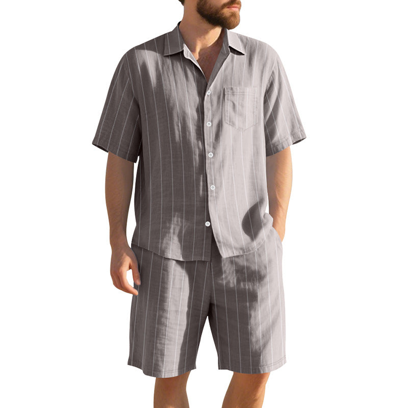Herrer Kortærmet Pyjamasæt med elegante striber og komfortabel pasform Stilla