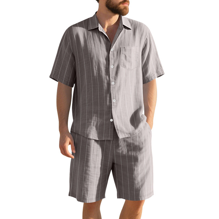 Herrer Kortærmet Pyjamasæt med elegante striber og komfortabel pasform Stilla