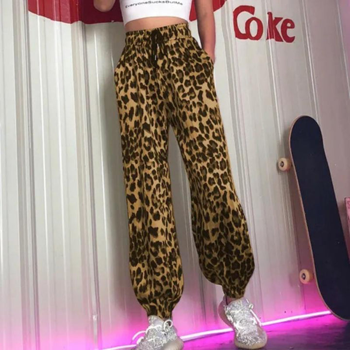 Dame Mode fritidsbukser i leopardmønster med elastisk talje Stilla