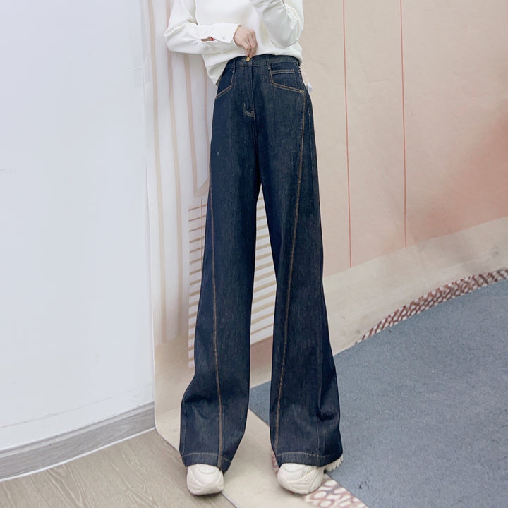 Damer Bred High-Waist Jeans med elegante syninger og komfortabel pasform Stilla