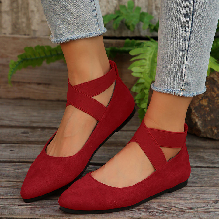 Dame elegante Ballerinas med elastiske krydsremme og komfortabel fodseng design Stilla