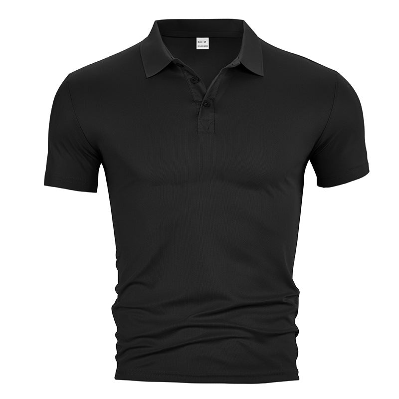 Herre nan figursyet kortærmet poloshirt i elastisk jersey med skjortekrave og kort knapliste Skovae