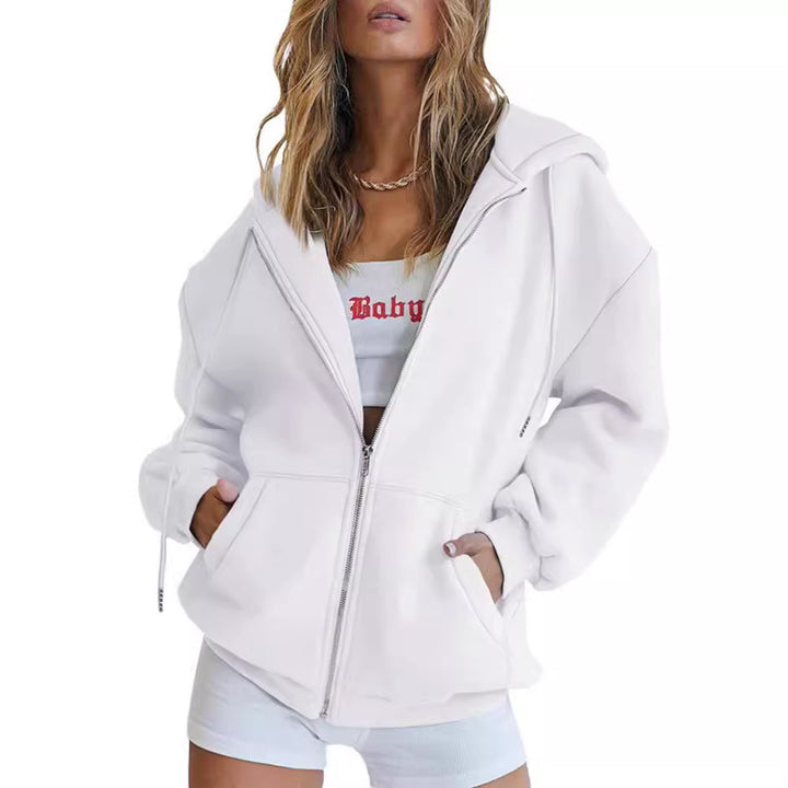 Dame oversized hoodie jakke med praktiske lommer Skovae