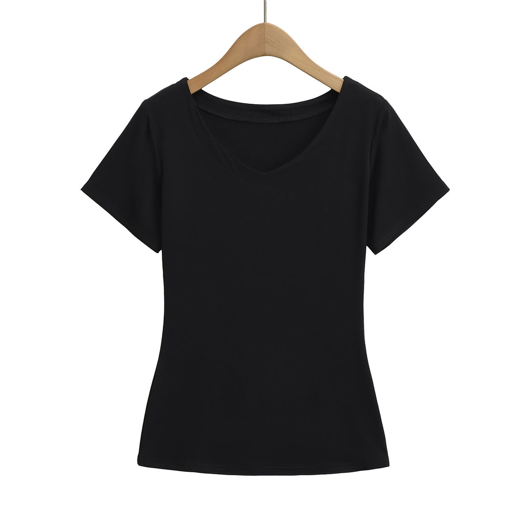 Dame afslappet V-hals T-shirt i åndbart bomuldsblanding Stilla