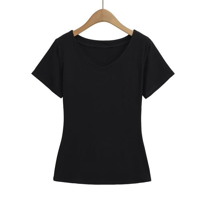 Dame afslappet V-hals T-shirt i åndbart bomuldsblanding Stilla
