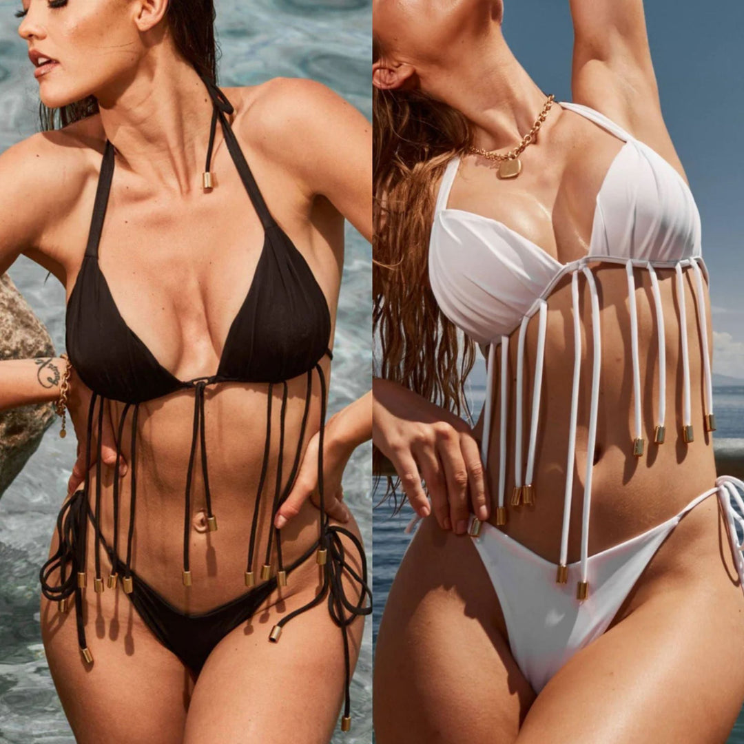 Dame Bikini-sæt med legesyge kvaster og elegante bindebånd Stilla