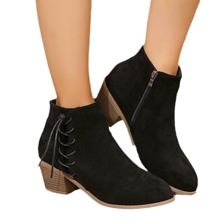 Dame Ankle Boots med trendy snørre- og lynlåsdesign Stilla