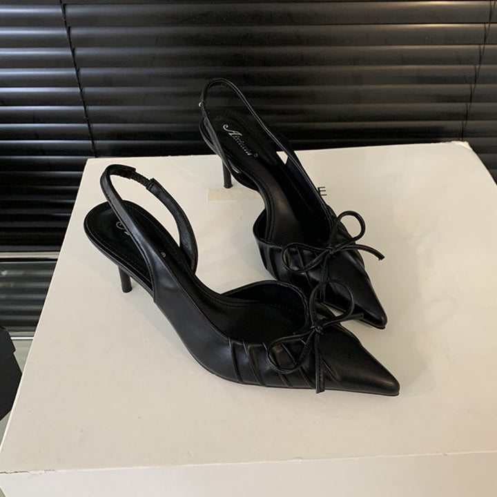 Dame Slingback Pumps med elegante sløjfer og spids tå Stilla