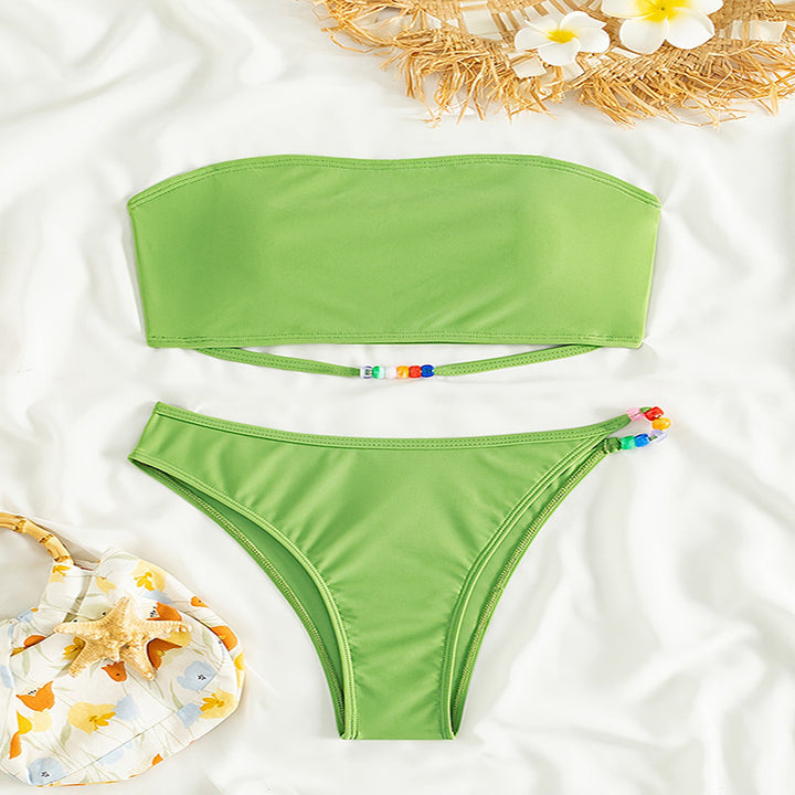 Dame bandeau-bikini-sæt med justerbart design og farverige detaljer Stilla