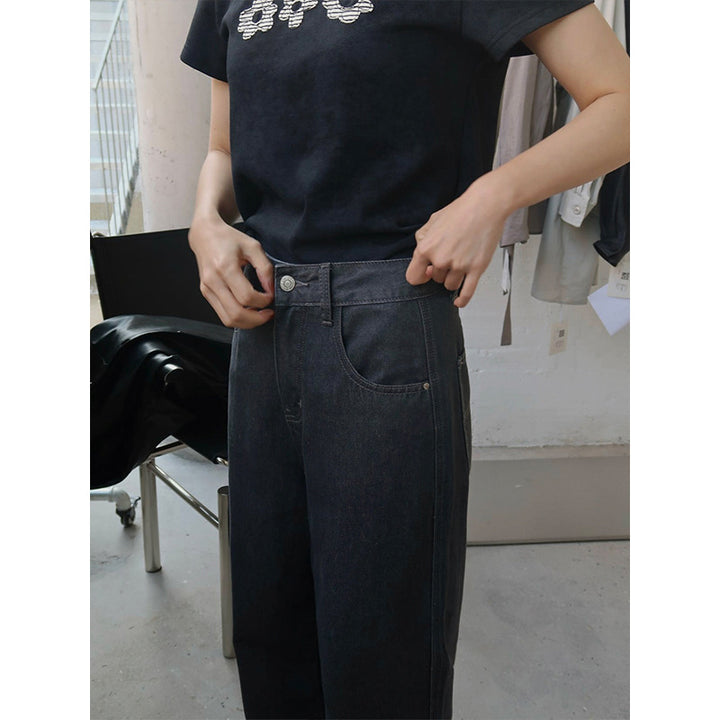 Dame løse højtaljede cargo jeans med praktiske lommer og afslappet pasform Stilla