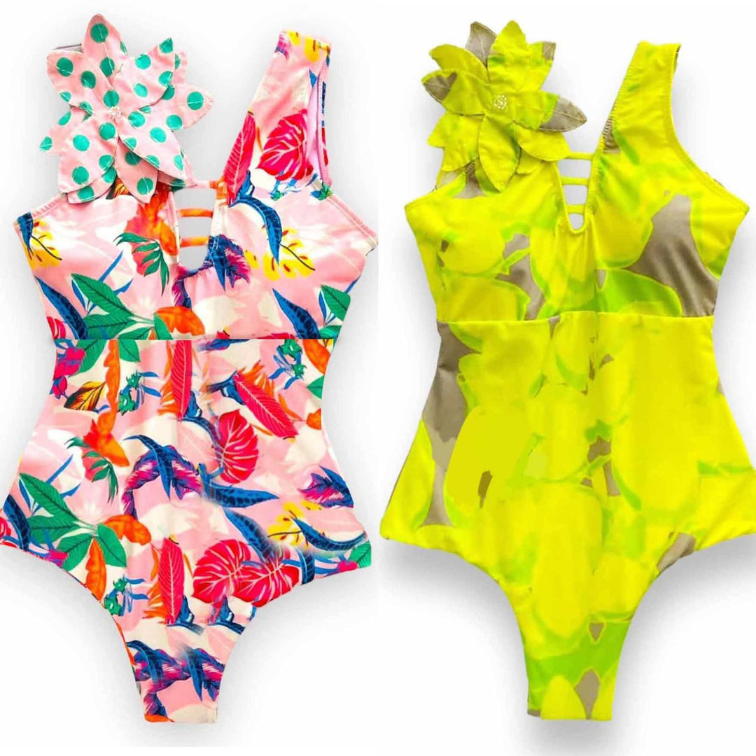 Dame Én-delt Badedragt med unikt blomsterprint og asymmetrisk design Stilla