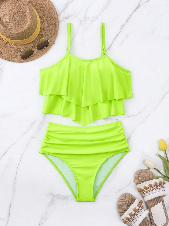 Dame bikini sæt med voluminøst flæse design Skovae