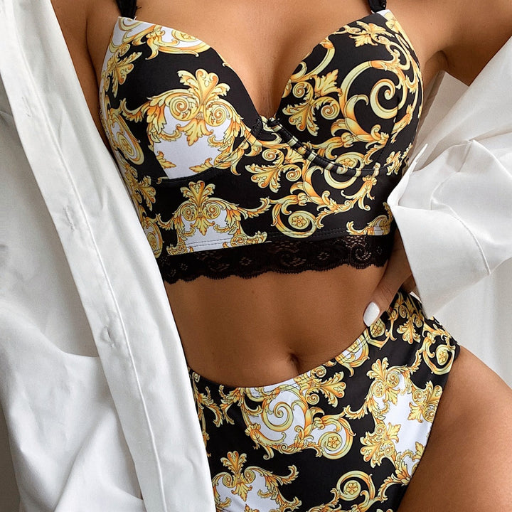 Dame Push-Up Bikini med dekorerede stropper Skovae