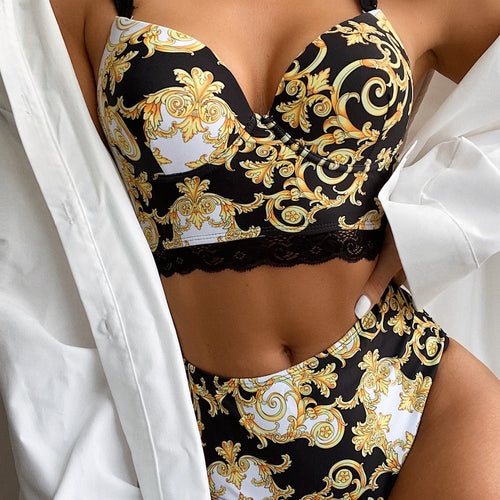 Dame Push-Up Bikini med dekorerede stropper Skovae