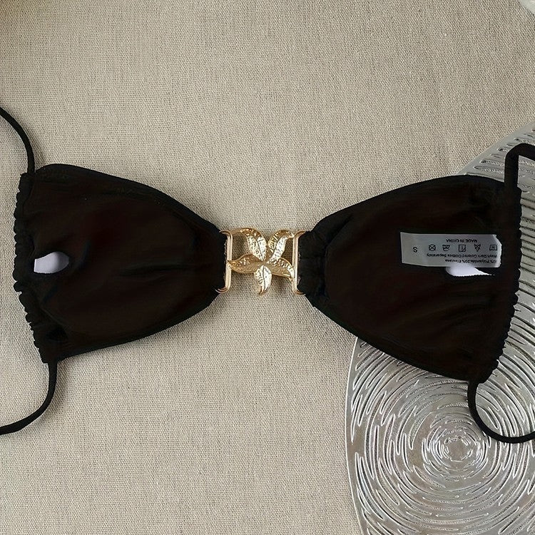 Dame triangel-bikini-overdel med elegant smykkedetalje Skovae