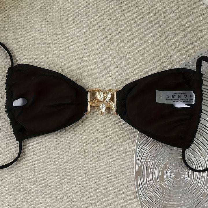 Dame triangel-bikini-overdel med elegant smykkedetalje Skovae