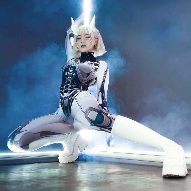 Dame Catsuit med futuristisk design og høj krave Stilla
