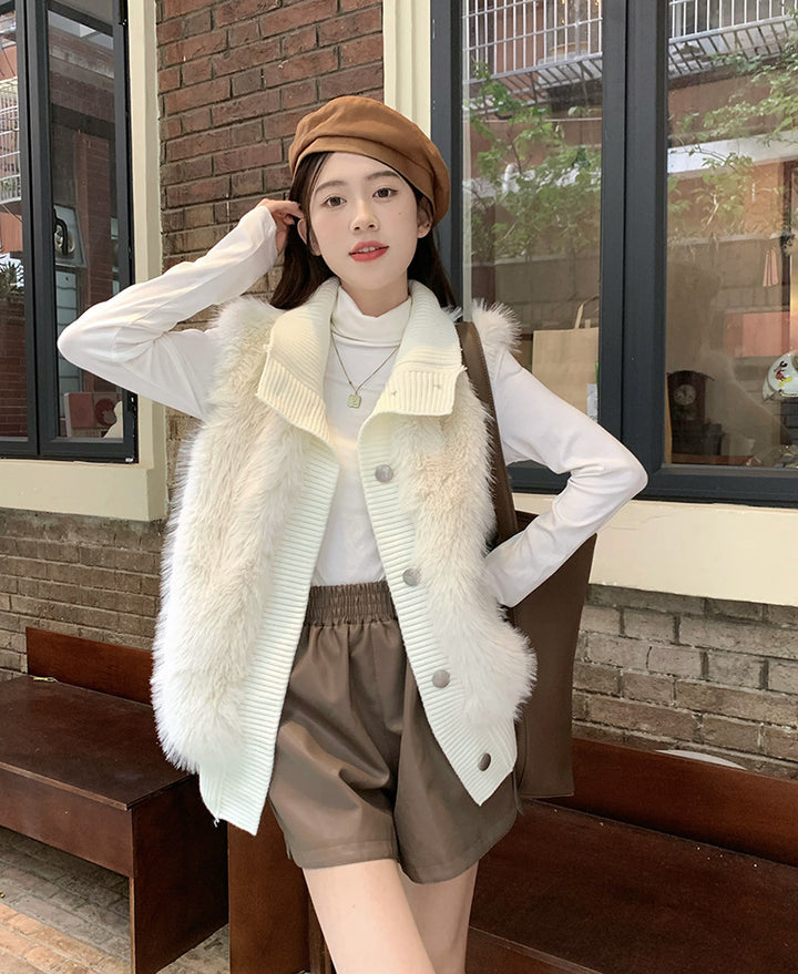 Femme Faux Fur Accentueret Lang Vest Stilla