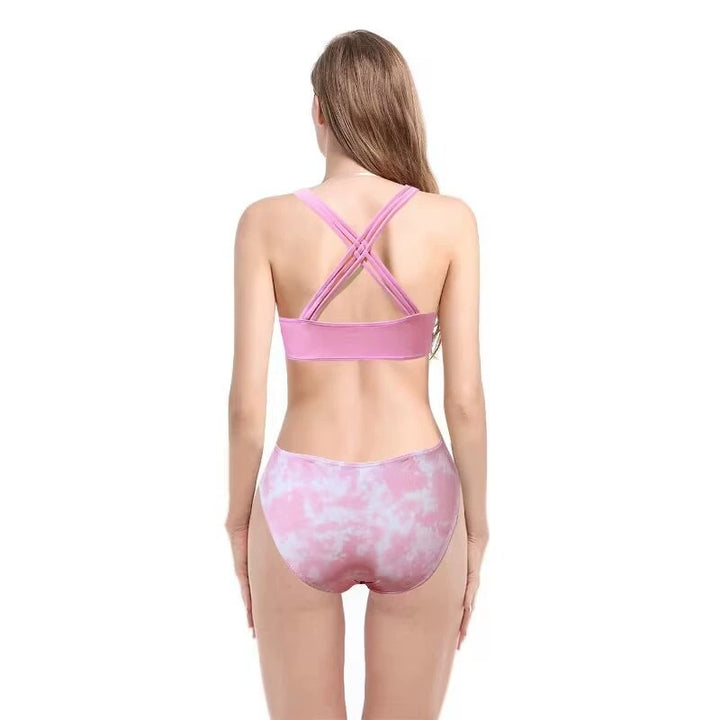 Kvinder Rynket Kryds Ryg Bikini Sæt Stilla