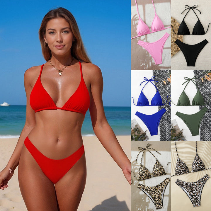 Dame Triangel-Bikini med høj udskæring Skovae