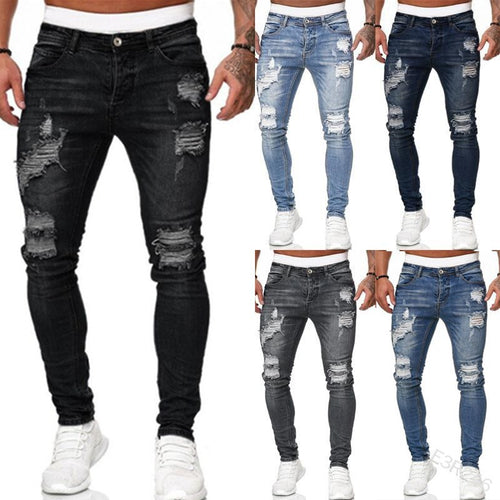 Herren Ripped Skinny Jeans i moderne Used-Look Stilla