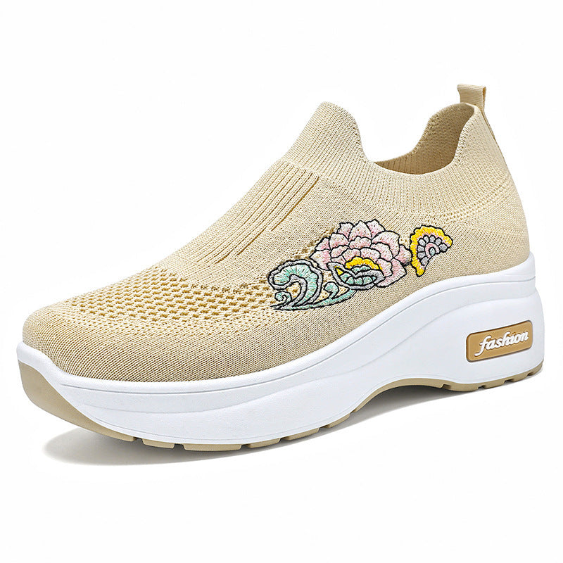 Dame Komfortable Sneakers med elastisk overdel og moderigtig broderi Stilla