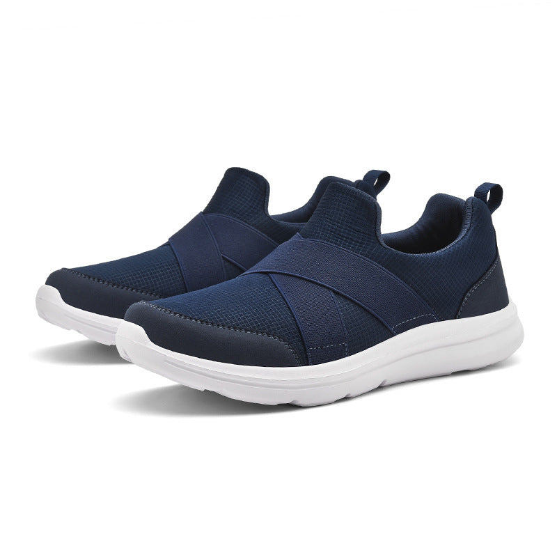 Dame nan elastisk Slip-On Komfort-sneaker med åndbart strikkoverdel, krydsede strækremme og stødabsorberende EVA-sål Skovae