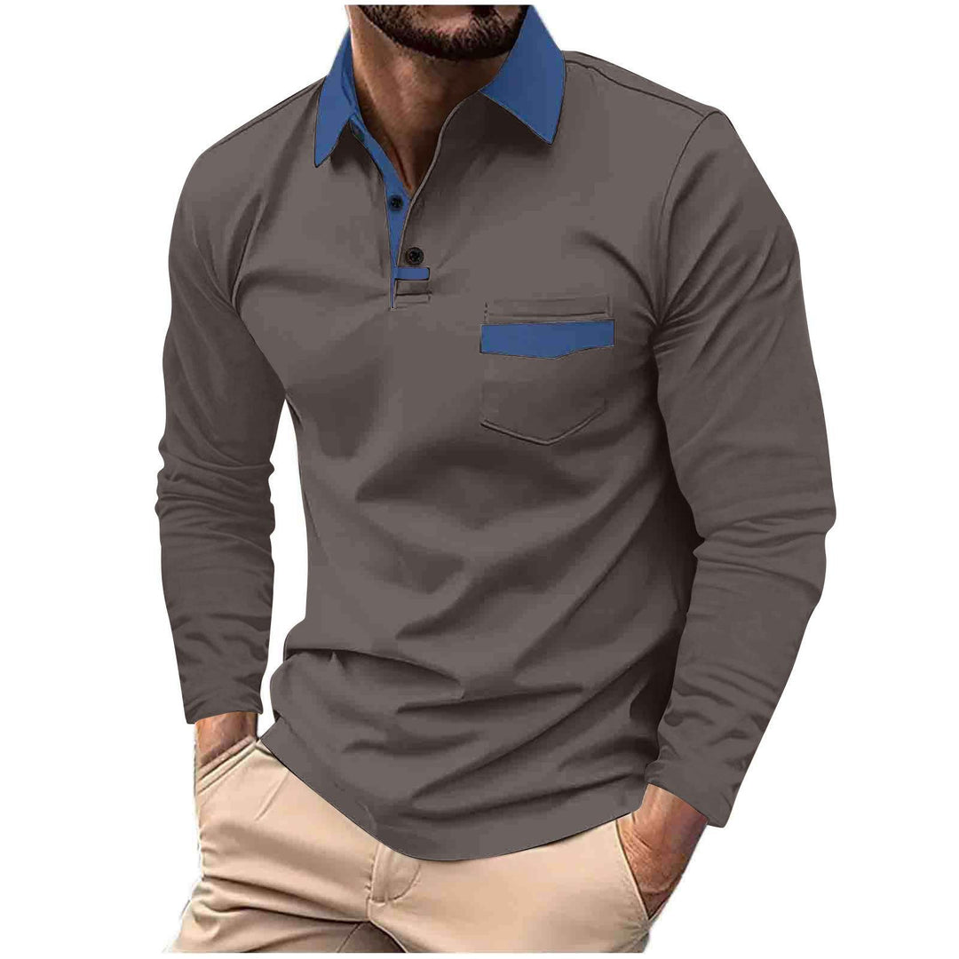 Herrer Langærmet Polo T-shirt med moderne krave og stilfuld brystlomme Stilla