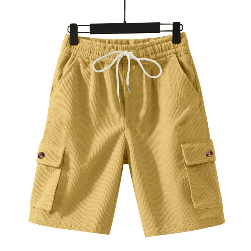 Herren nan Cord-Cargo-Shorts med elastisk tunnelstræk, påsyede cargolommer og blød bomuldsblanding Skovae