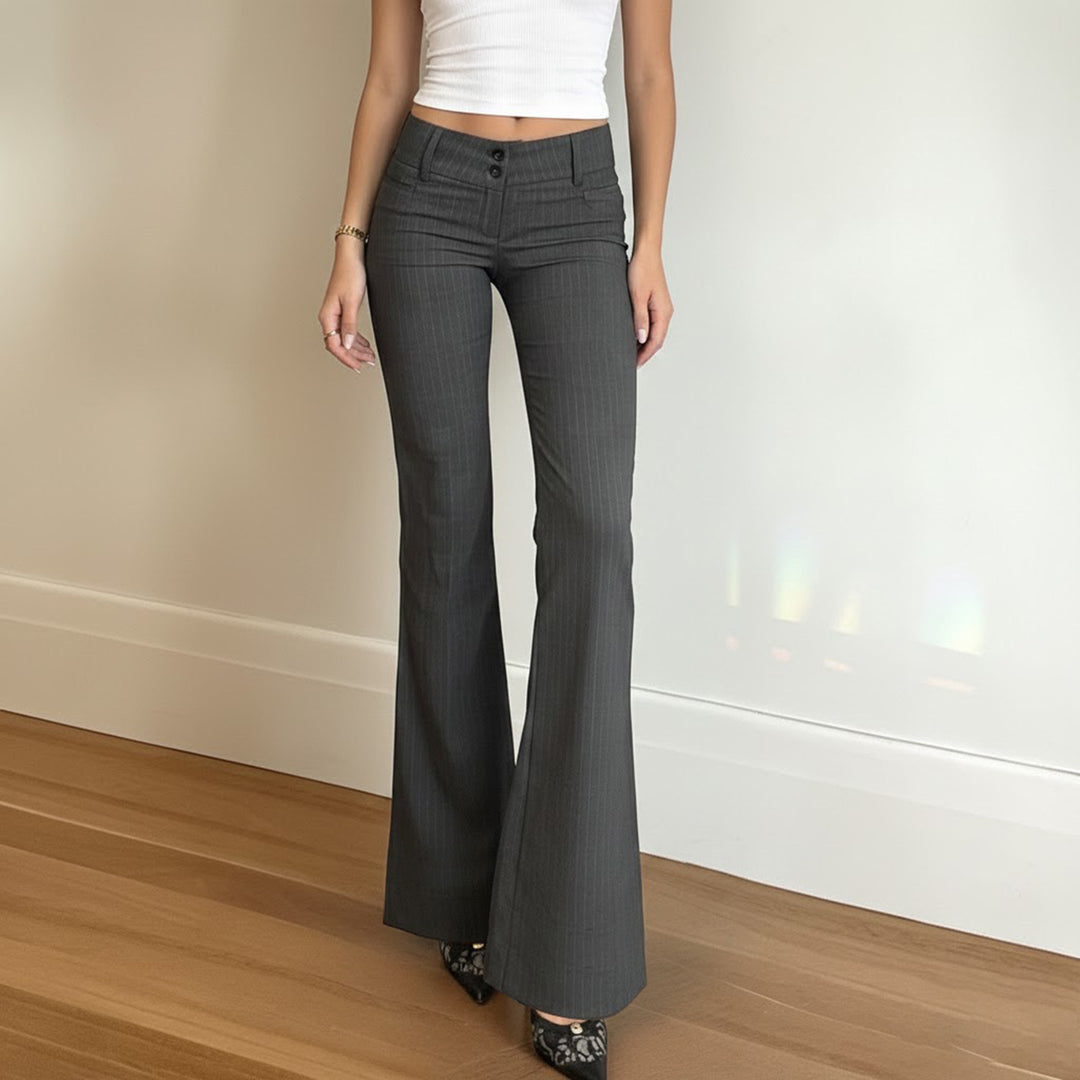 Dame Flared Jeans med moderigtigt stribemønster og høj talje Skovae
