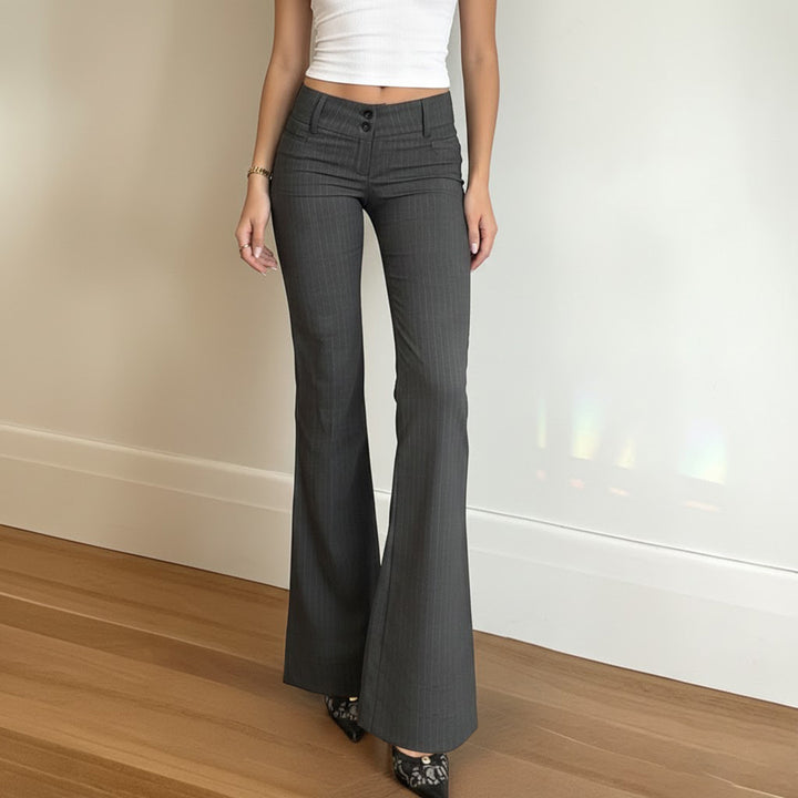 Dame Flared Jeans med moderigtigt stribemønster og høj talje Skovae