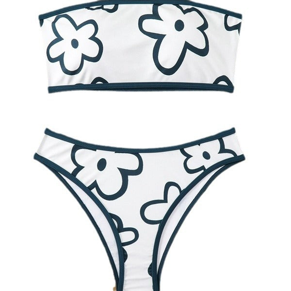 Dame Floral Print Bandeau Bikinisæt Stilla 1750839660